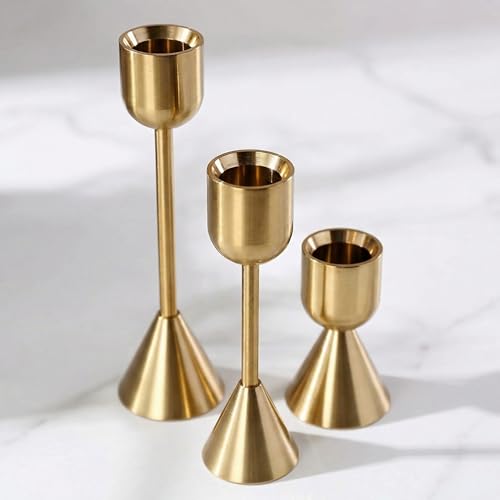 Livendow Elegant Candlestick Holders Set of 3 in Rose Gold Color, Small Medium Large for Taper Candles, Wedding Centerpiece and Table Decor - image 6