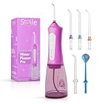 SMILE THERAPY® Water Flosser for Teeth Cordless: 5 Modes & 300ML Tank Electric Flosser Oral Irrigator for Plaque Removal with 360° Nozzle & Multiple Tips for Braces & Gums Portable Tooth Flosser