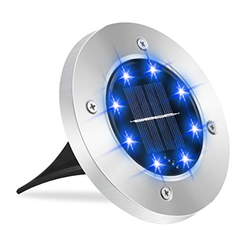Solar Bodenleuchten, Ansody 8 LEDS 1er Pack Mehrfarbig Solarleuchten für Außen 6000K IP65 Wasserdicht Solarlampen Solarlicht Garten Licht für die Landschaft,Gehweg,Rasen,Stufen-Decks,Patio,Zäune Cover