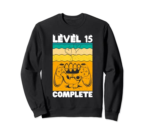 Nivel 15 Complete Gamer - Vintage 15th Wedding Anniversary Sudadera