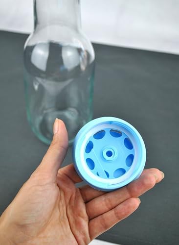 Cam Sürahi Seti Detoks Kapaklı 1 Litre Sürahi ve 2 Adet Paşabahçe Cam Bardak-Mavi - Görsel 4