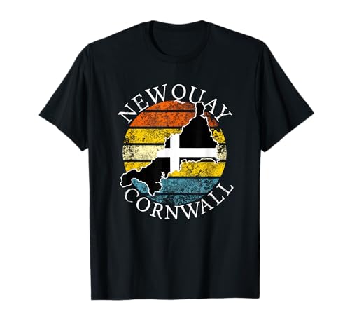 Newquay Cornwall Cornish Map Distressed Celtic Sunset Gift T-Shirt