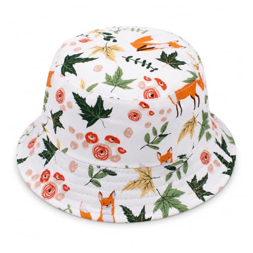Image of VRITRAZ Unisex Kids Printed Bucket Hat | UV Protection Sun Hat with Adjustable Chin Strap & Summer Beach Travel Outdoor Cap for Toddlers & Children (4-12 Years)