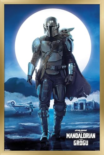 Trends International Star Wars: The Mandalorian And Grogu (2026) - Desert Moon Wall Poster, 22.4L x 14.7W, Gold Framed Version