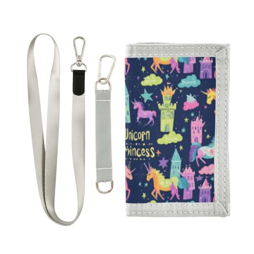 Wusikd Unicorns Stars Kids Wallet for Boys Girls Castles Toddler Trifold Wallet Novelty Wallet for Teens Women Men