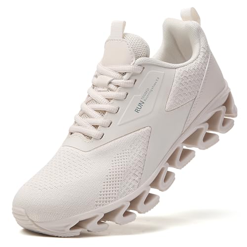 TSIODFO Women Sneakers Fashion Running Tennis Walking Shoes Beige Size 8