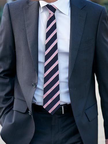 Image of Luckyvestir Striped Ties for Men Classic 3.15 inch Men's Tie Formal Neckties for Business Graduation Dinner Wedding