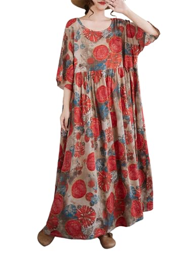 Image of Oversized Dress for Women Flowy Boho Plus Size Dresses Floral Print