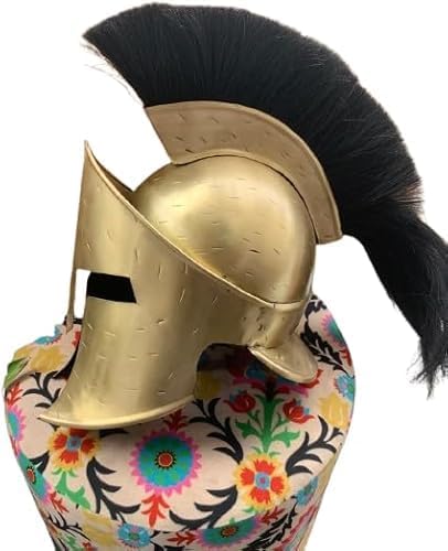 Helmet Handmade Greek Corinthian Armour with Black Crest Metal Replica Helmet for Cosplay, LARP, Halloween, Costume or Display