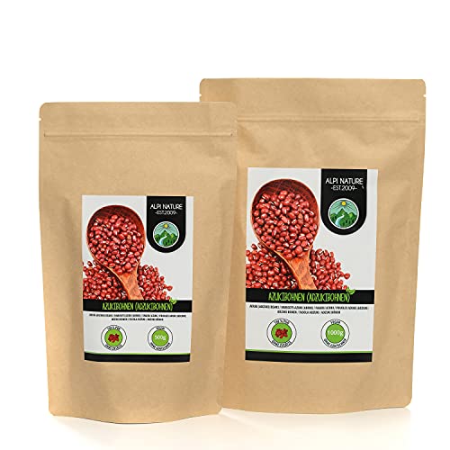 Alpi Nature Azukibohnen BIO 500g, ganze Adzukibohne, rote Adzukibohnen für Curry, Salat und Reis