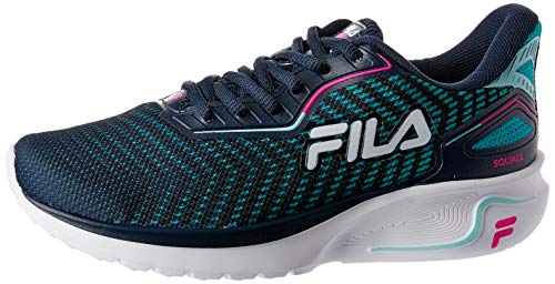 Tênis Fila Squall, Feminino, Azul/Marinho/Rosa Flúor, 36