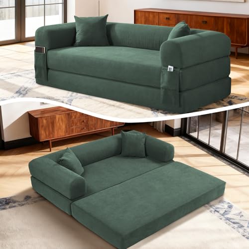 4-in-1 Folding Convertible Sofa Bed, 80 Inch Corduroy Upholstered Boneless