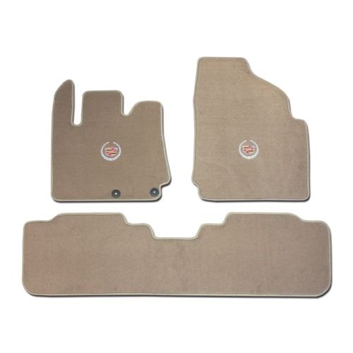 Avery's Floor Mats Part Compatible with Cadillac SRX 3 Pc (2 Fronts / Rear Runner) Tan (Beige) Custom Fit Carpet Floor Mat Set with Licensed Cadillac Crest Logo on fronts - Fits 2010 11 12 13 14 15