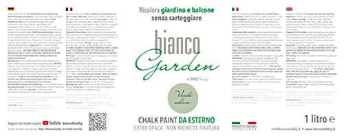 biancoGarden Verde Salvia (Salbeigrün) Kreidefarbe für den Außenbereich (1 Liter) – Verschönern Sie Garten, Fenster und Außentüren ohne Schleifen oder Nachbehandlung