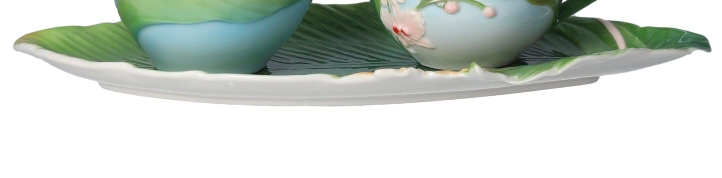 Keyhome - Juego de bandeja y azucarero de cerámica con campana amarilla con caja y bandeja - Lechera de 8 x 13 cm - Azucarero de 12 x 11 cm