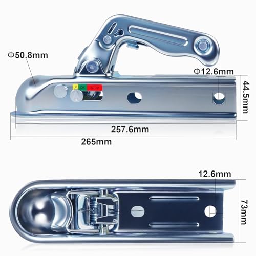 DrivGeny Zugkugelkupplung 800KG 50mm Vierkant Zugmaul Universal Anhängerkupplung mit Sicherheitsverriegelung, rostfest, geeignet für PKW, SUV, Wohnmobile und Anhänger
