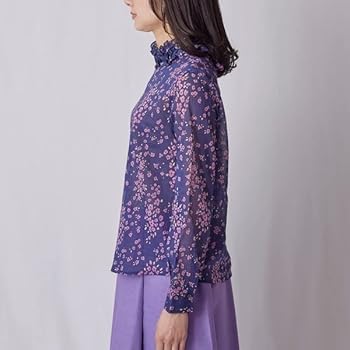 Amazon | [ナラカミーチェ] フラワープリントフリルスタンドネック