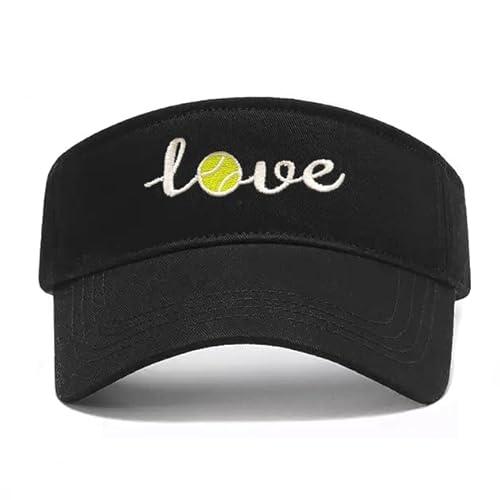 AIMASTZ Tennis Love Embroidered Adjustable Visor, Black