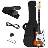 Safstar Electric Bass Guitar 4 Strings Full Size Electric Bass with Amp Cord Strap & Carrying Bag, R