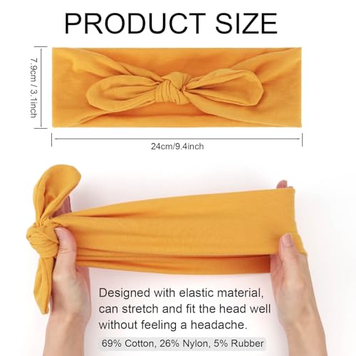 Image of DRESHOW 8 Pack Headbands for Women Bow Knotted Hair Band Facial Cloth Rabbit Ears Running Sport Elastic Hair Wrap