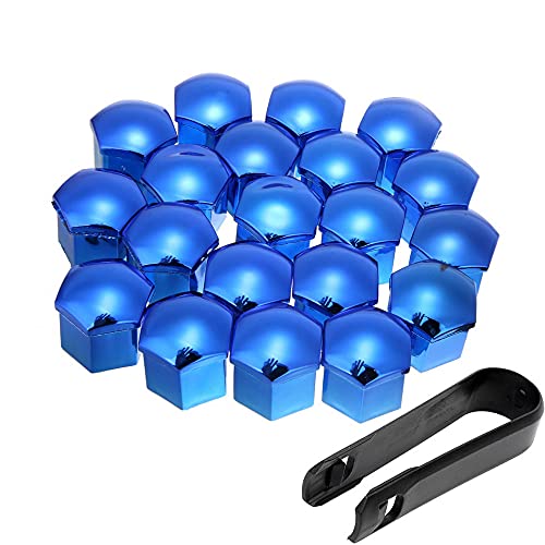 ETOPARS 20 Stück 17mm Auto Radmutterkappen Radschrauben Kappen Universal Reifen Mutter Abdeckungen Radmuttern mit Entfernung Werkzeug Blau