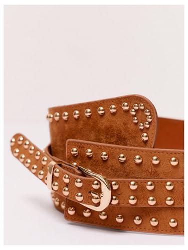 SHENHE Women's Faux Suede Western Cowgirls Belts Rivet Studded Country Wide Waist Belt3