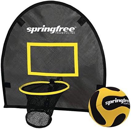 Springfree Trampoline Outdoor Jumping Basketball Backboard Game FlexrHoop Accessory Attachment with Inflatable Ball and Air Pump, Black
