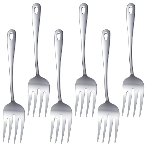 Acellegic 6 Pcs Stainless Steel Large Serving Fork, 11inch Big Serving Fork Catering Serve Utensils Meat Forks Metal Hostess Serve Utensils Set for Party, Banquet, Buffet, Restaurant, Dishwasher Safe
