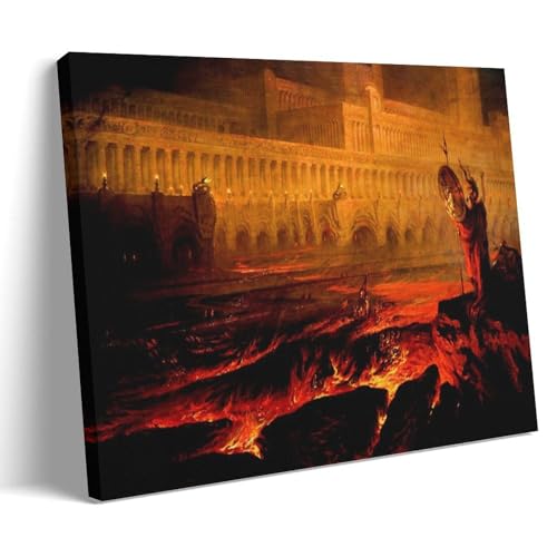 John Martin “The Hall of Fiends” Art Canvas Print—An Epic