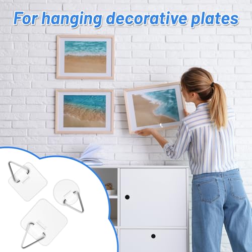 Image of Adhesive Picture Hanger,45 Pcs Picture Hanging Hooks Without Nails,Plastic Sticky Hangers for Picture,Foamboard Picture Hangers for Plate Photo Frame Home Wall Art Decoration(3 Sizes)