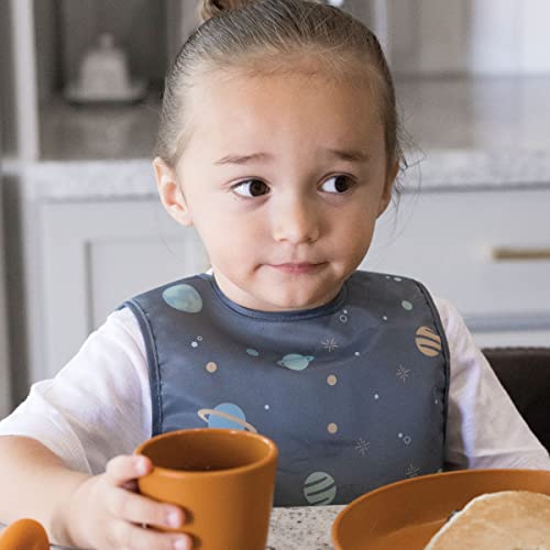 Image of Tiny Twinkle Mess Proof Baby Bib for Boys | Waterproof Toddler Bib for Eating | Baby Apron for Feeding, Machine Washable | Perfect Shower Gift (Space, 2-4Y)