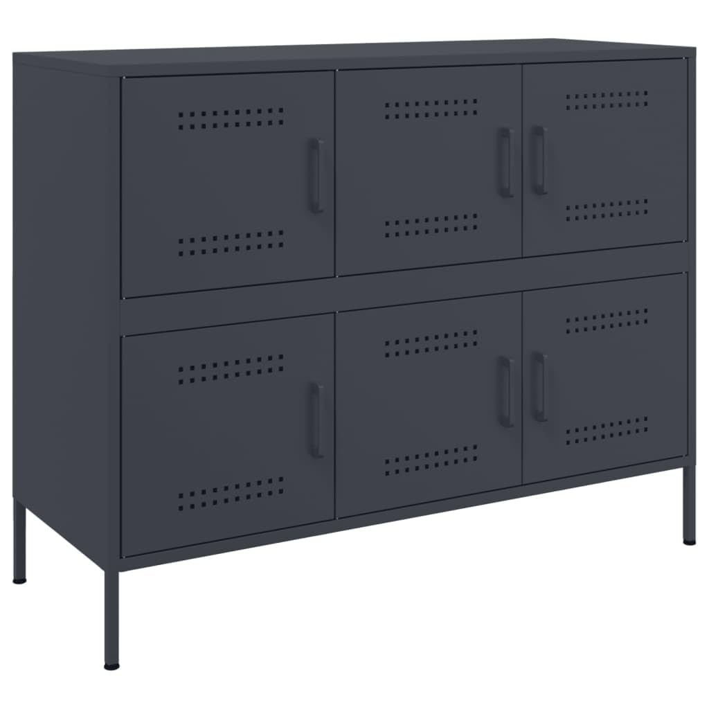 Credenza antracite, 100,5 x 39 x 79 cm, in acciaio