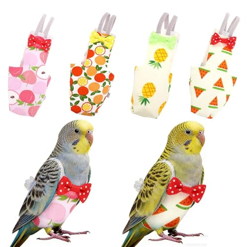 Washable & Reusable 4PCS Bird Diapers, Small Size Parrot Fli...