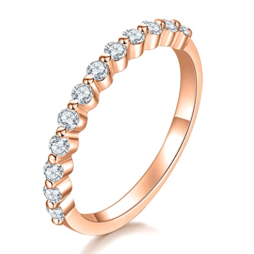 CHASKI Moissanite Rings Womens Engagement Ring Wedding Band 0.36 Ct G H Color Sterling Silver Eternity Bridal Jewelry Gift Platinum Gold Plated