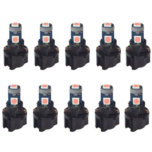 Image of 10-Pack Pink T5 2721 37 74 Wedge Led Bulb PC74 Twist Sockets Replacement Dash Dashboard Lights Instrument Panel Cluster LEDS Lamps