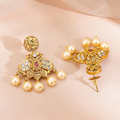 Image of Rubans Gold Plated Traditional Necklace Set Festive Jewellery Gift for Women & Girls