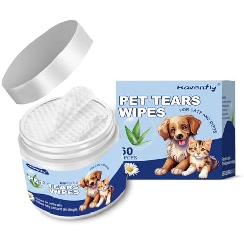 Havenfly Dog Ear Wipes, Eye Wipes for Cats, Dog Tear Stain Remover Wipes, Pet Eye Wipes for Discharge and Crust (60pcs) Cover