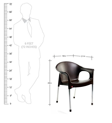 Image of Cello Metallo Cafeteria Set of 6 Chairs (Brown) | Strong and Durable | Easy to Clean | Chair for Living Room, Bed Room, Kitchen, Office Room, Outdoor | 3 Years Warranty