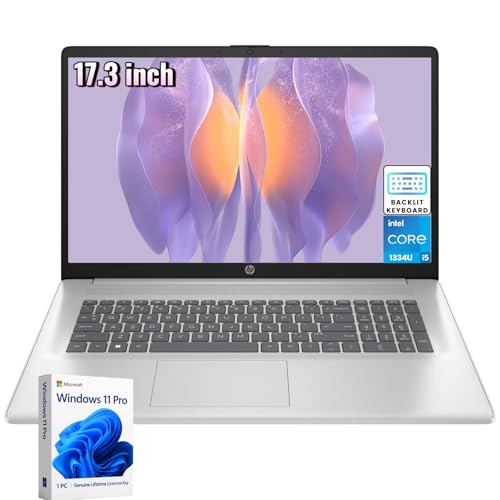 HP Flagship 17 Laptop Computer - 17.3" HD+ Screen, Intel 10-Core i5-1334U(up to 4.6GHz), 64 GB RAM, 2 TB SSD, Backlit Keyboard, Wi-Fi 6, Windows 11 Pro + Copilot AI Laptop for Study and Office Work