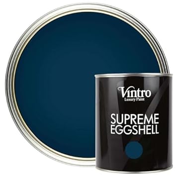Vintro Paint | Blacky/Blue Eggshell Paint | for Walls | Wood | Trim | Satin Furniture Paint | 1 Litre (Nightfall - Blacky/Blue)