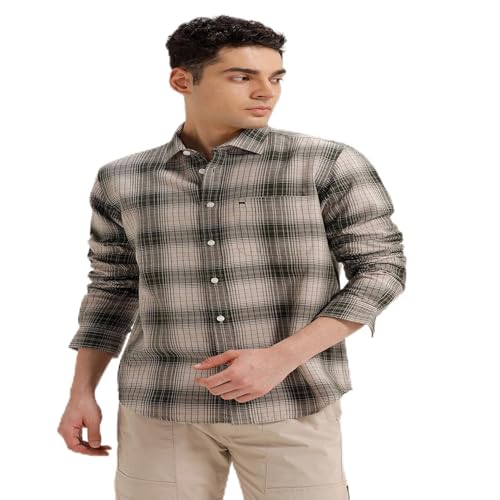 Image of BASICS Cotton-Linen Blended Men's Shirt | Slim Fit | Everyday Smart Casual Wear | Full Sleeve