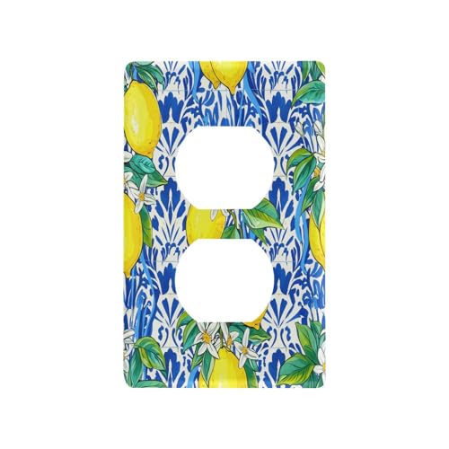 BOESI Graffiti Lemon Pattern Light Switch Cover Trim, Switch Panel Trim, Receptacle Cover, Double Receptacle Receptacle Cover, 4.53 * 2.76 inches