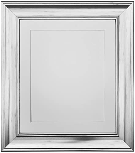 Image of FRAMES BY POST Scandi Vintage Silver Picture Photo Frame with White Mount 8 x 6 For Image size 6 x 4 Inch