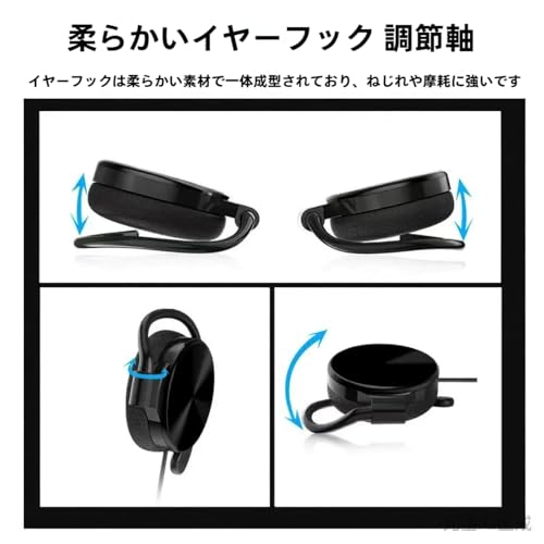 【2025改良型】耳掛け式 オープンイヤー型 ステレオ モノラル片耳 イヤホン 1.1m (ブラック/黒) テレビ・ラジオ・音楽用 3.5mm L型/L字 ステレオミニプラグ イヤホン ガイド用 通訳用 会議用 観光用 ジョギング・徒歩・自転車・バイク走行時にも快適使用 収納ケース付き (Left 左耳)