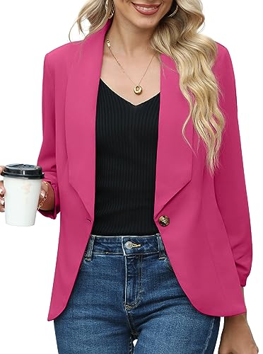 PrinStory Blazer da donna aperto sul davanti, cardigan a 3/4