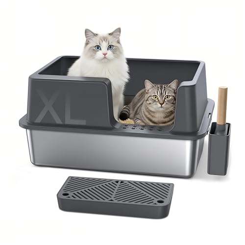 Arenero para gatos acero inoxidable XL 60x40x31 cm