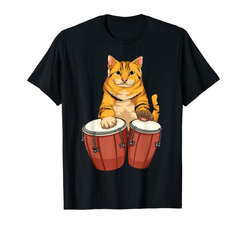 Divertido gato jugando Bongo | Cool Percussion Músicos Regalo Camiseta