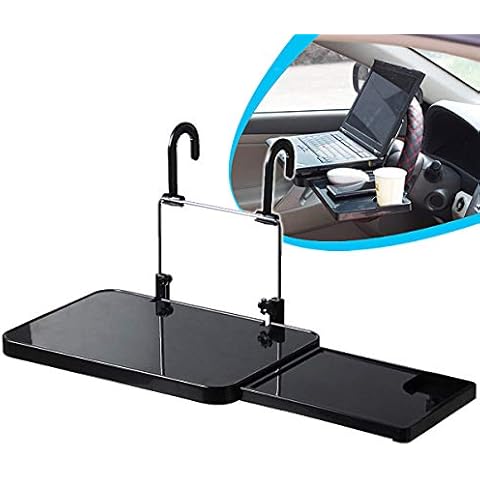 Multi-functional Steering Wheel Table Folding Car Computer Laptop Tablet Desk Mount Stand Auto Car Backseat Portable Pc Tray Table Car Dining Food Drink Table Cup Holder Black (Car Table) Cover