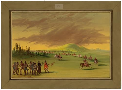Cuadro en lienzo de George Catlin La Salle incontra un gruppo de 60x90 cm para decorar paredes