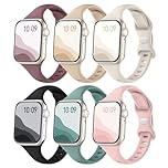 6 Pack Slim Bands Compatible with Apple Watch Band 40mm 38mm 41mm 42mm 44mm 45mm 46mm 49mm for Women, Soft Silicone Strap Replacement Bracelet for iWatch Series 11 10 9 8 7 6 5 4 SE Ultra 3 2 1